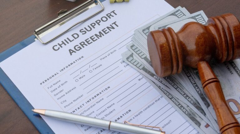 child support agreement paper on a desk
