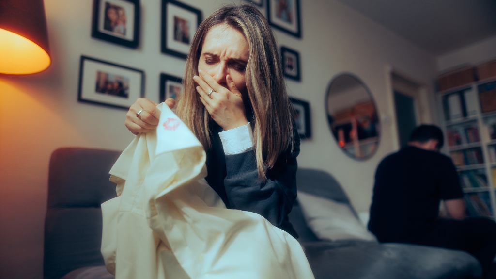 Crying Woman Discovering Proof of Adultery Deciding to Divorce